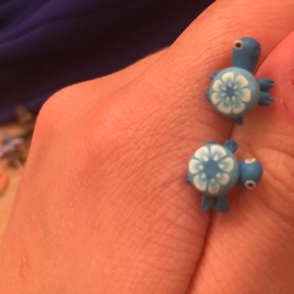 Blue turtle earrings - Picture 3 of 3